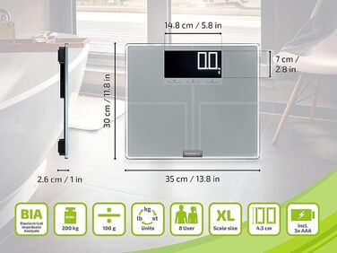 Цифрова ваги-аналізатор Soehnle Shape Sense Connect 200 з Bluetooth, преміум BIA-аналіз, розрахунок калорійності, персональна вага