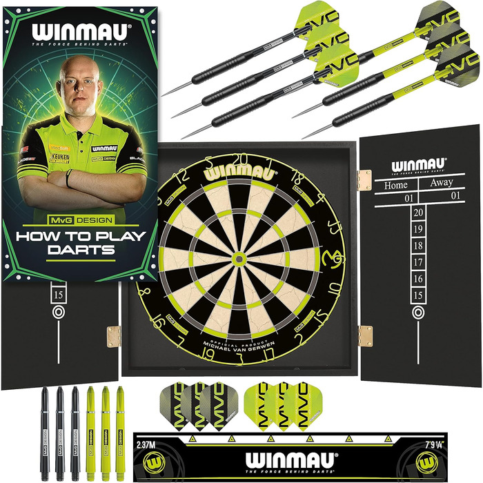 Дартс-набір WINMAU Michael Van Gerwen MvG: мішень, шафа, окантовка, дротики та аксесуари