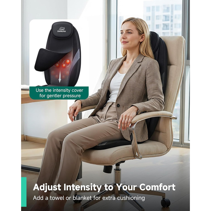 Масажне сидіння Snailax з функцією шиацу для шиї та плечей, масажер спини з підігрівом та вібрацією, крісло-масажер, подарунок для чоловіків та жінок