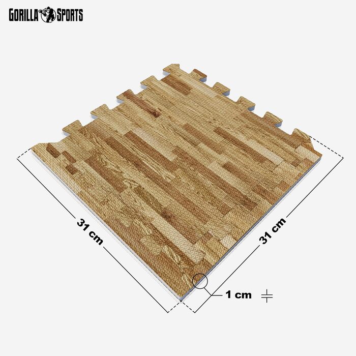 GORILLA SPORTS® Захисний килимок EVA для підлоги, 18 шт, 30x30 см, антиковзкий, вибір кольору – пазл-килимок для фітнесу, спорту, тренажерів