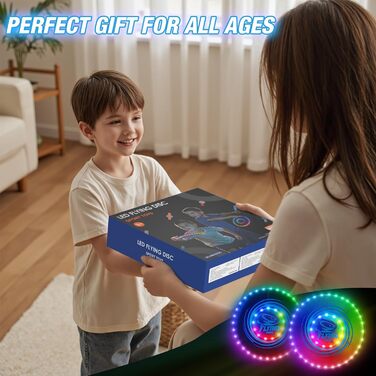 Літаючий кільце HYES 2 шт. з LED підсвіткою для дітей, 45 світлодіодів, 14 режимів, акумуляторне, 25.5 см + 20 см, біле