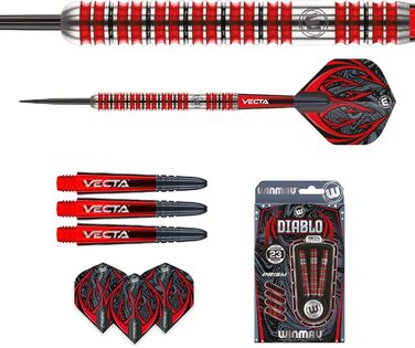 Дартс WINMAU Diablo професійний, сталевий наконечник, вольфрам, 23 г, з крилами та стрижнями (паралельний)