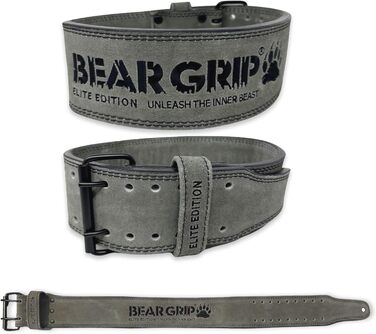 Пояс для пауерліфтингу BEAR GRIP Power Belt Elite Edition, преміум, подвійна пряжка, XS, сірий