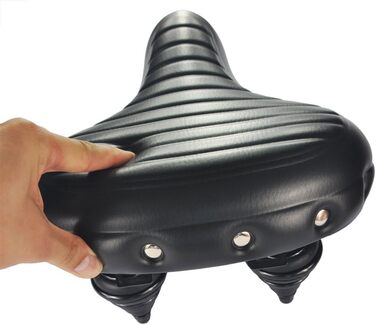 UPANBIKE Сідло для велосипеда Superweich: комфортне шкіряне з амортизацією та розширеним федеральним подушками (чорне)