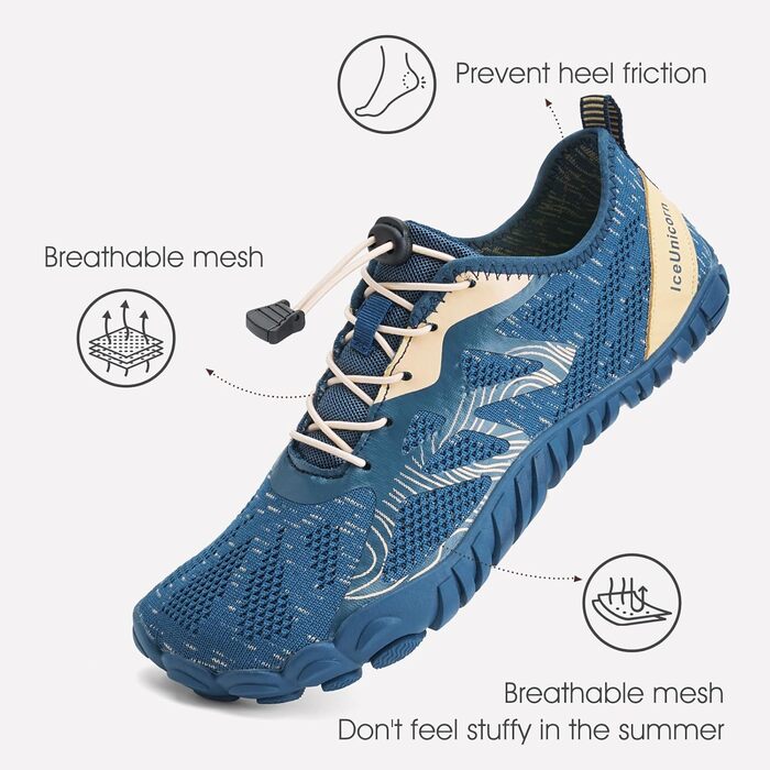 IceUnicorn Barfußschuhe: Трекінгові кросівки для бігу та фітнесу, широка носкова частина, 42 EU, Nary