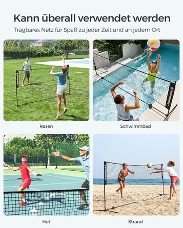 SONGMICS Сітка для бадмінтону та волейболу, регульована висота, портативний набір 3 м, чорний