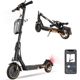 Електросамокат MEGA MOTION з дорожнім допуском, 400W, APP, швидкість до 20 км/год, акумулятор 7,8 А·год, вага 15 кг, складаний, подвійне гальмо, подвійний амортизатор, для дорослих, чорний-оранжевий