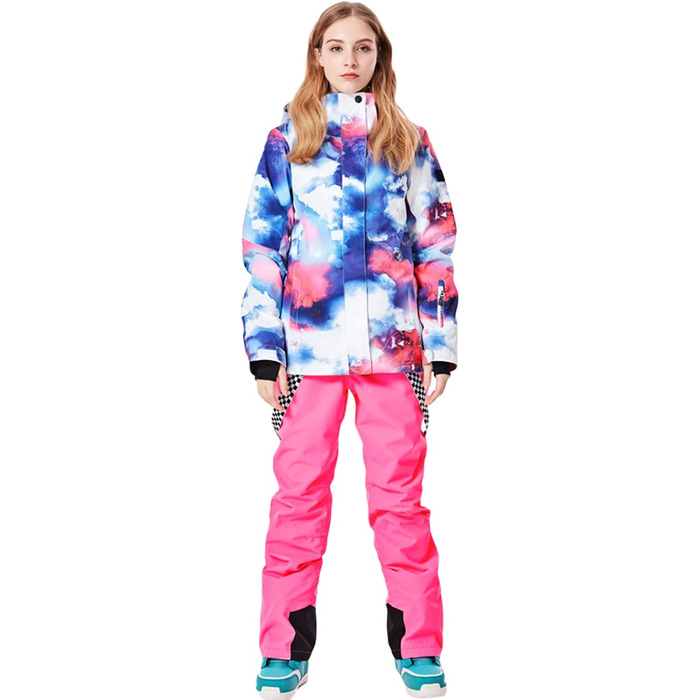 Комплект для сноубордингу та катання на лижах: вітро- та водонепроникний костюм SNHua+ (чорний, рожевий)