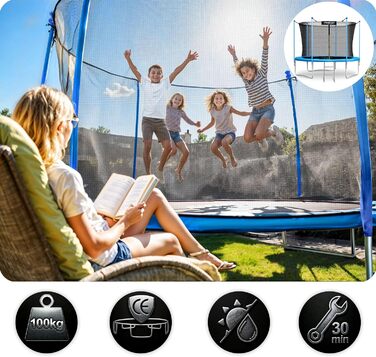 Батут Neo-Sport Outdoor для дітей з сіткою та сходами, 252 см