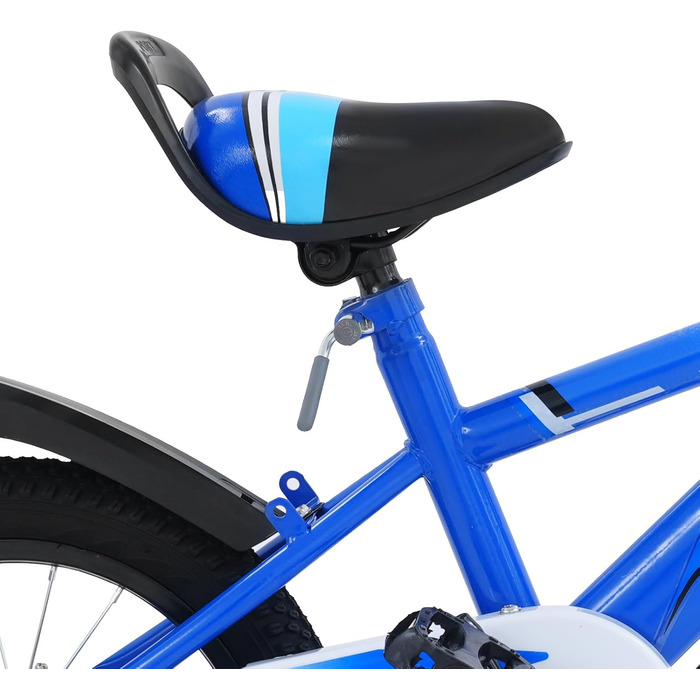 Дитяче велосипед 14 дюймів для хлопчиків та дівчаток з додатковими колесами та кошиком, від 3 років, з двома гальмами, регульоване кермо та сидіння (блакитний)