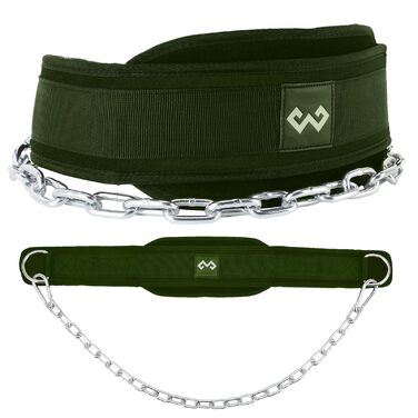 Пояс для важкої атлетики з ланцюгом, для підтягувань, тренажерного залу, пауерліфтингу, присідань, бодібілдингу, тренувань, зручна підтримка, військовий зелений