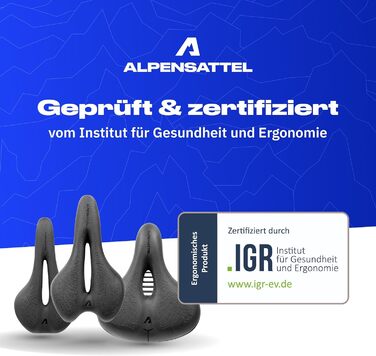 Велосідельний ALU-Sattel Alphensattel Ergonomic 3D Memory Foam: Комфортний для жінок та чоловіків, дихаючий, універсальний