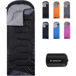 Сплячі мішки для дорослих, туристів та дітей - легкі, водонепроникні, для холодної погоди. Підходять для кемпінгу, хайкінгу, подорожей, полювання. З компресійними мішками. Чорний колір.