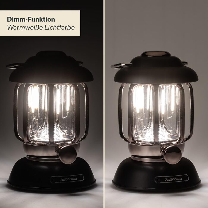 Ліхтар намету Skandika Forsol LED Retro-стиль | Акумулятор 4400mAh, регулювання яскравості, для кемпінгу, саду, декору, піших прогулянок, зелений (чорний)