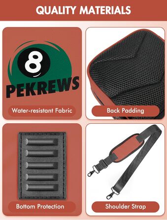 Чохол для більярдної кулі, сумка для 4 кулі та 5 шесток, м'яка підкладка, регульований ремінь, для жінок та чоловіків, Deluxe, помаранчевий