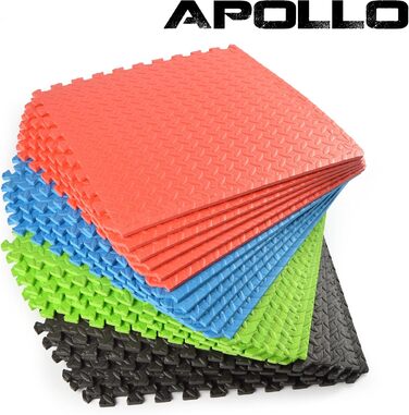 Набір захисних килимків Apollo 6 шт., 60x60x1,2 см, нековзкі тренувальні мати з якісної EVA-піни – ізоляційна підлогова пазл-мат для спорту, йоги, фітнесу