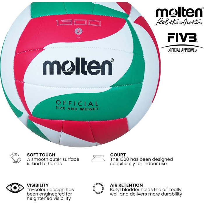 Волейбольний м'яч Molten V5M1300, розмір 5, помаранчевий/кремовий
