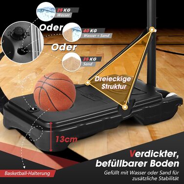 Баскетбольний кошик GOPLUS вуличний для дітей та підлітків, регульована висота 90-210 см, стійка на колесах, синя з щитом 76x50 см