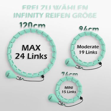 Гнучкий обруч для схуднення Smart Hoop з ваговим кільцем, 24 вузли, 120 см, блакитний - для дорослих та початківців