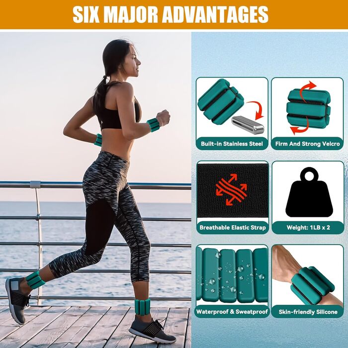 Набір манжет для зап'ястя та щиколоток (0.45/0.9 кг) для фітнесу, йоги, танців