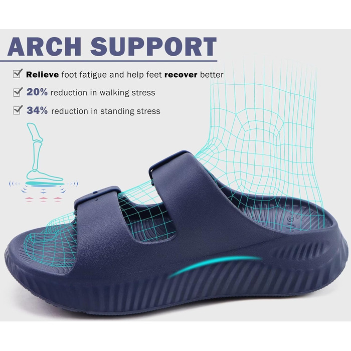 Жіночі сандалії KuaiLu для відновлення, спортивні слайдери з підтримкою склепіння стопи, ортопедичні, проти плоскостопості, для літа, синій, 41 EU