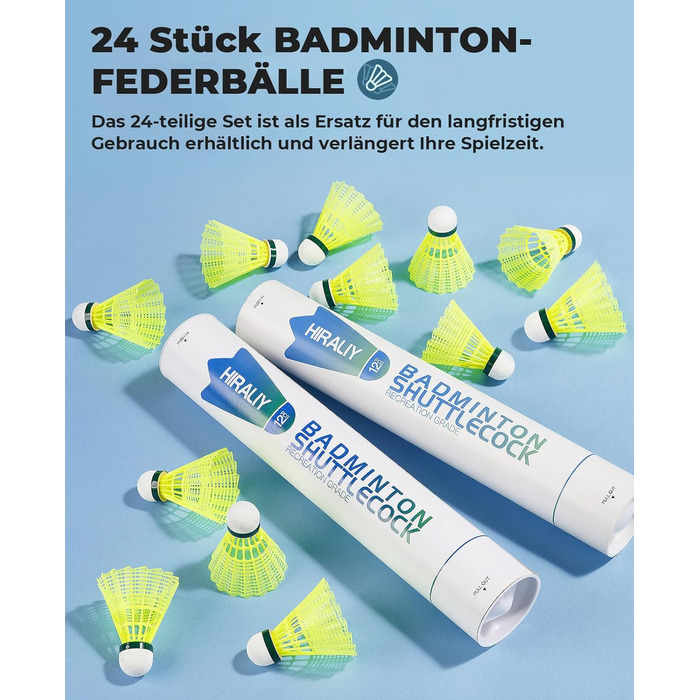Волан для бадмінтону HIRALIY нейлон, 12/24 шт., висока швидкість, для тренувань та гри в приміщенні/на вулиці, для молоді