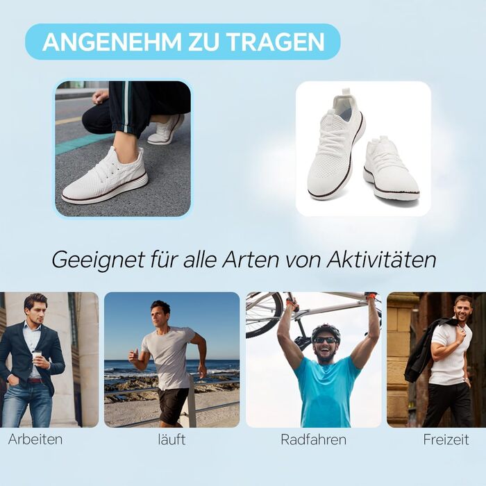 Чоловічі бігові кросівки для спорту та прогулянок. Зручні, легкі, дихаючі, з антиковзкою підошвою. Розмір 43 EU, колір білий