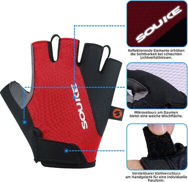 Велосипедні рукавички Souke Fingerose: антиковзаючі, дихаючі, для їзди на гірському велосипеді, червоні, розмір S