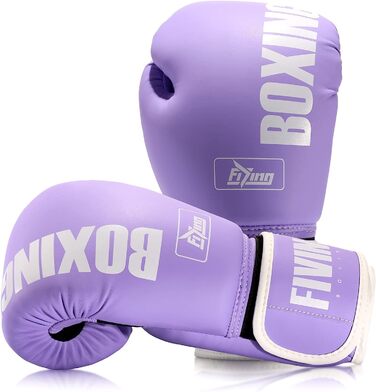 Боксерські рукавички жіночі FIVING Pro Style 14oz, фіолетові, для тренувань, муай тай, спарингу та боксерського мішка, PU-шкіра