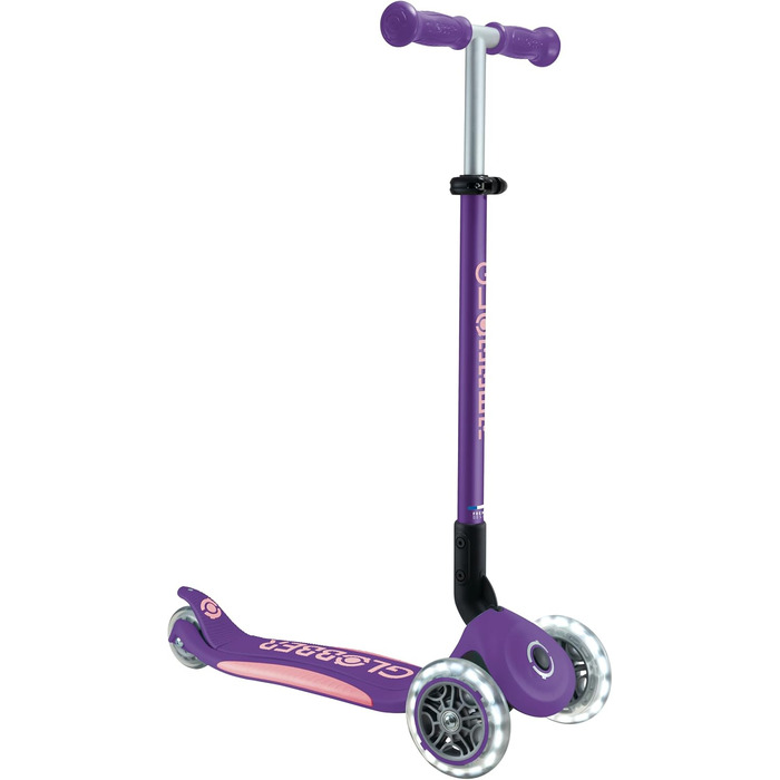 Дитячий самокат GLOBBER Primo Foldable Plus Lights з LED колесами, 3 колеса, для дітей від 3 років, регульована висота, підшипники ABEC 5, колеса 120/80 мм