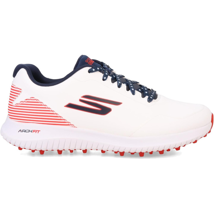 Гольф-взуття Skechers Max Fairway 3 Arch Fit для чоловіків без шипів (46.5 EU, Білий, Морська хвиля, Червоний)