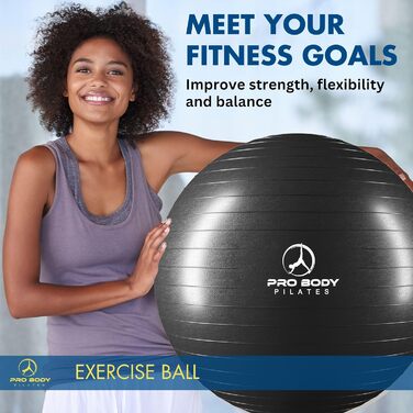 Фітбол ProBody Pilates Ball 85 см: для фітнесу, йоги, реабілітації та вагітності (чорний)