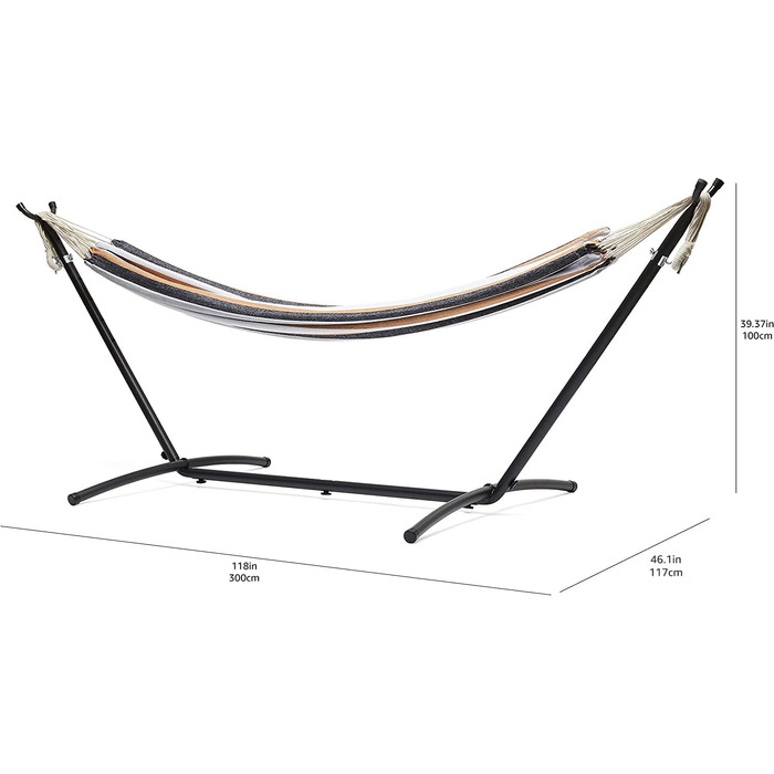 Гамак Amazon Basics з підставкою, тканинний, 117x300x100 см, багатоколірний