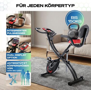 Ергометр Sportstech NEU X150 3в1: Велотренажер, Power Ropes, для дому, до 150 кг, чорний