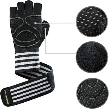 Фитнес рукавички для тренувань з підтримкою зап'ястя, чорні, розмір M. Рукавички для занять у спортзалі, велоспорту та тренувань.