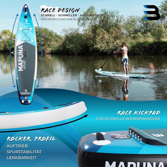 Надувна SUP дошка Bluemarina Mapuna 330x76x16 см - до 200 кг | 5 років гарантії