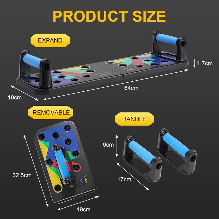 Флінтронік Тримачі для віджимань, дошка для віджимань, складані, портативні, багатофункціональні, фітнес-дошка для тренувань всього тіла, 13 в 1