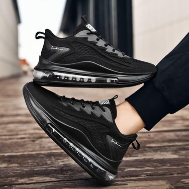 Спортивні кросівки LIN&LE для чоловіків та жінок: бігові, для занять спортом, повсякденні. Розмір 48 EU, чорний колір