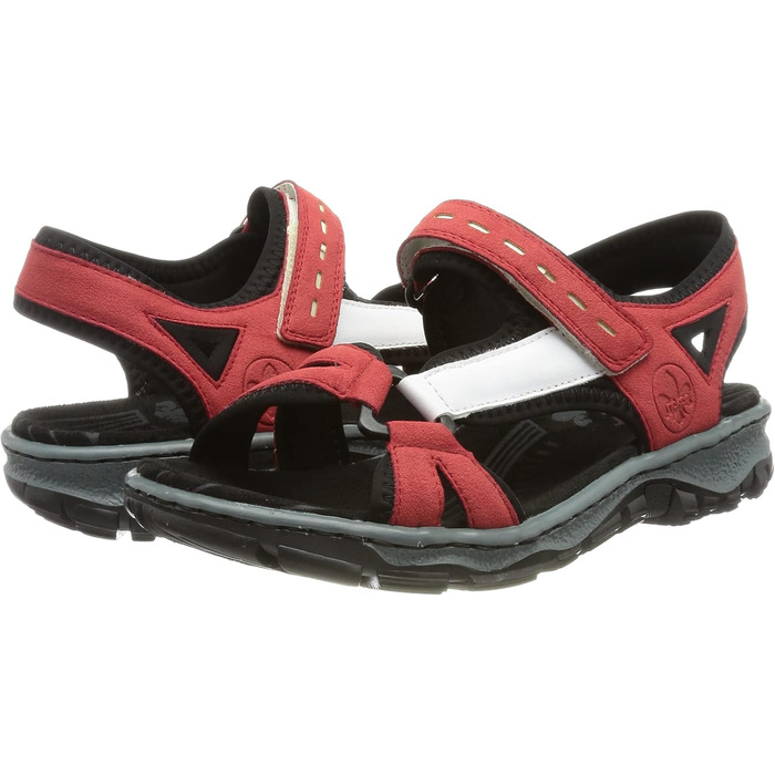 Жіночі сандалії Rieker 68879 - класичні, червоно-комбіновані, 39 EU