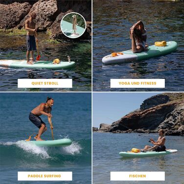 SUP-дошка HUIIKE з аксесуарами: весло, каяк-сидіння, стійка, зелена, для сапбордингу
