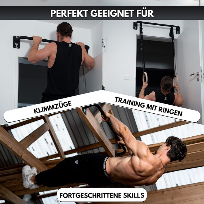 Климмер GORNATION для дверного прорізу: турнік, бруси для підтягувань, віджимань та інших вправ. Ідеально для калістеніки та загального фітнесу (чорний).
