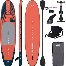 Надувна SUP-дошка Aqua Marina Atlas 366x86x15 см з каяк-сидінням і подвійним веслом, комплект, червона