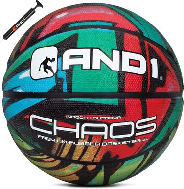 Баскетбольний м'яч AND1 Chaos розмір 7 (74,9 см), гумовий, глибокі канали, для гри на вулиці та в залі