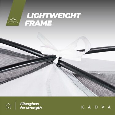 Намет KADVA для кемпінгу Festa 2, 200x120x105 см, на 2 особи, з москітною сіткою, водонепроникний, легкий, міцний, з каркасом з фібергласу, для кемпінгу та піших прогулянок, зелений