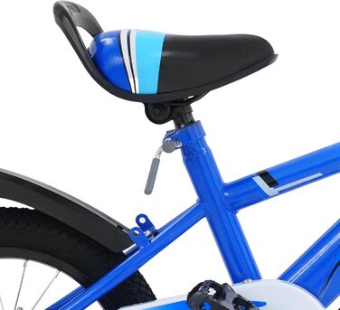 Дитяче велосипед 14 дюймів для хлопчиків та дівчаток з додатковими колесами та кошиком, від 3 років, з двома гальмами, регульоване кермо та сидіння (блакитний)
