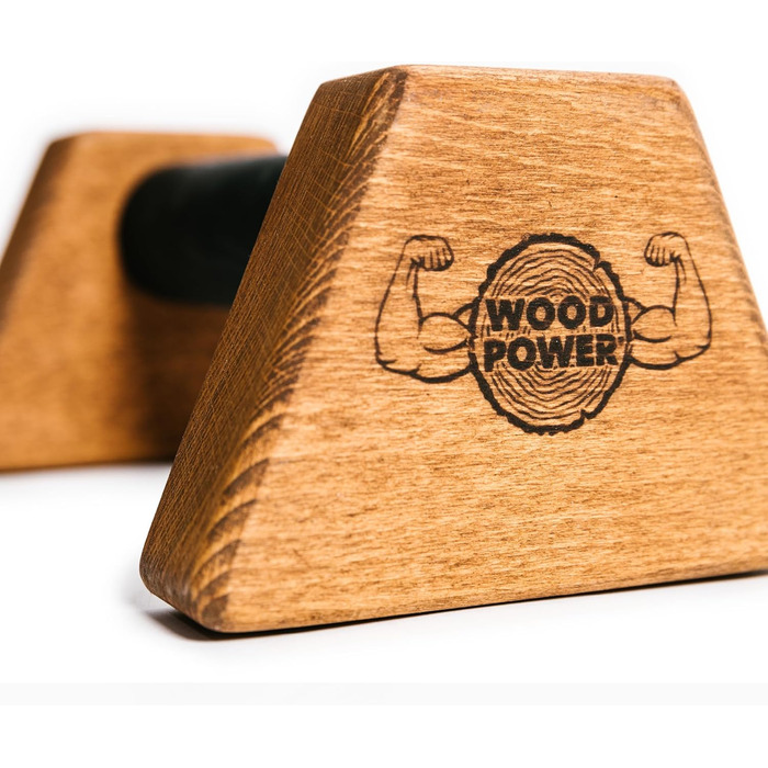 Дерев'яні упори WOODPOWER PowerBars для віджимань і стійки на руках, нековзкі паралетси для каллістеніки, йоги, тренувань вдома та на вулиці, коричневі