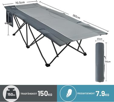 Килимок для кемпінгу Timber Ridge 193x71 см, сірий. Розкладний, для відпочинку, риболовлі, туризму, у намет, в сад та будинок. Макс. вага 150 кг.
