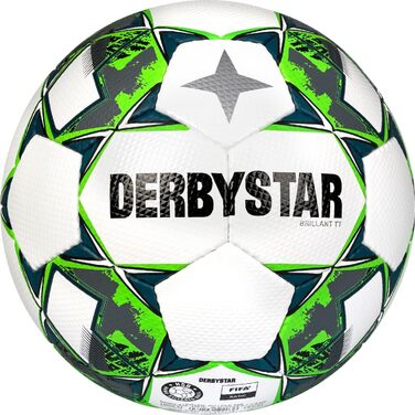 Футбольний м'яч Derbystar Brillant, розмір 5, біло-зелено-сірий, унісекс, для дорослих