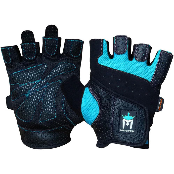 Рукавички для важкої атлетики Meiter Fit Grip для жінок (Чорний / Турквіс, L)