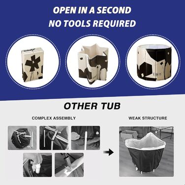 Складана портативна ванна для дорослих STARBRIIANT (80x66 см) — крижана ванна для відновлення м'язів, SPA та спорту, чорно-біла, розмір L